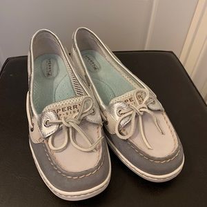 Sperry Angelfish Open Mesh Silver Boat Shoe